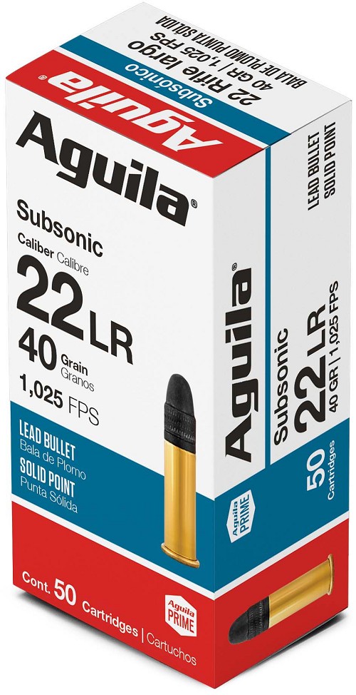 Aguila Subsonic 22LR 40 Grain 1025fps Lead Round Nose 1B220269 ammo (50 Rounds)